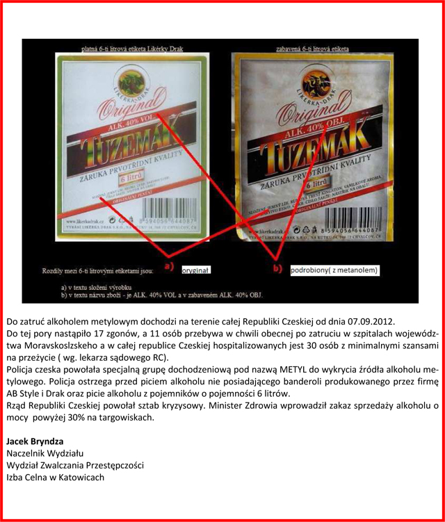 Alert4 UWAGA na alkohol metylowy!