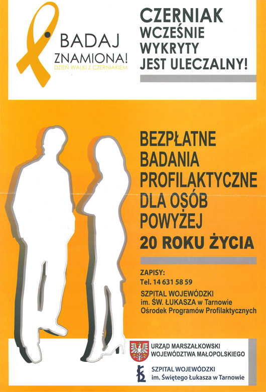 CzerniakPlakat Wczesne wykrywanie czerniaka – bezpłatne badania profilaktyczne