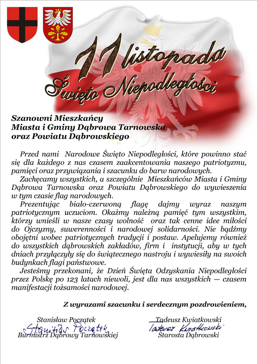 apel 11 111 2012 Bądźmy dumni z naszych barw   wywieśmy biało–czerwone flagi ! 