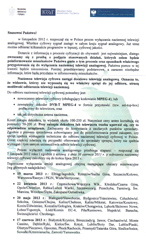www cyfryzacja gov pl 1 Zbliża się termin wyłączenia analogowego sygnału telewizyjnego i zastąpienia go cyfrowym