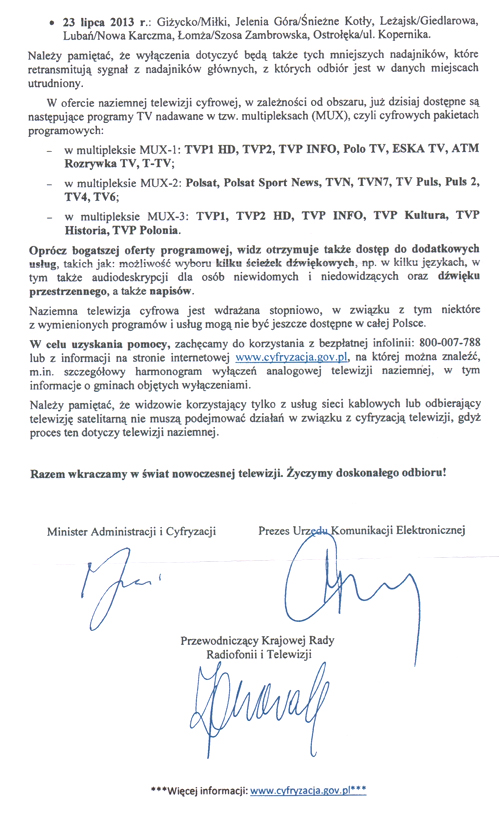 www cyfryzacja gov pl 2 Zbliża się termin wyłączenia analogowego sygnału telewizyjnego i zastąpienia go cyfrowym