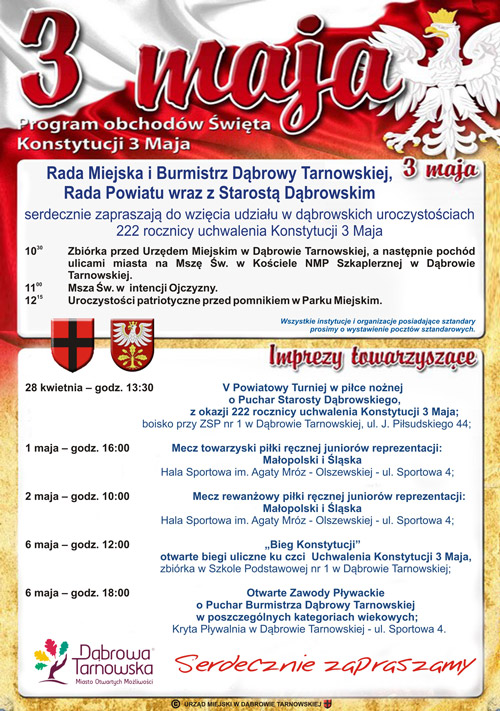 3Maja2013 plakat500 Zapraszamy na obchody 222 Rocznicy Uchwalenia Konstytucji 3 Maja