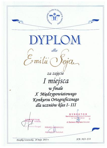 Emilia3 Sukces uczennicy Szkoły Podstawowej Nr 1 w Dąbrowie Tarnowskiej