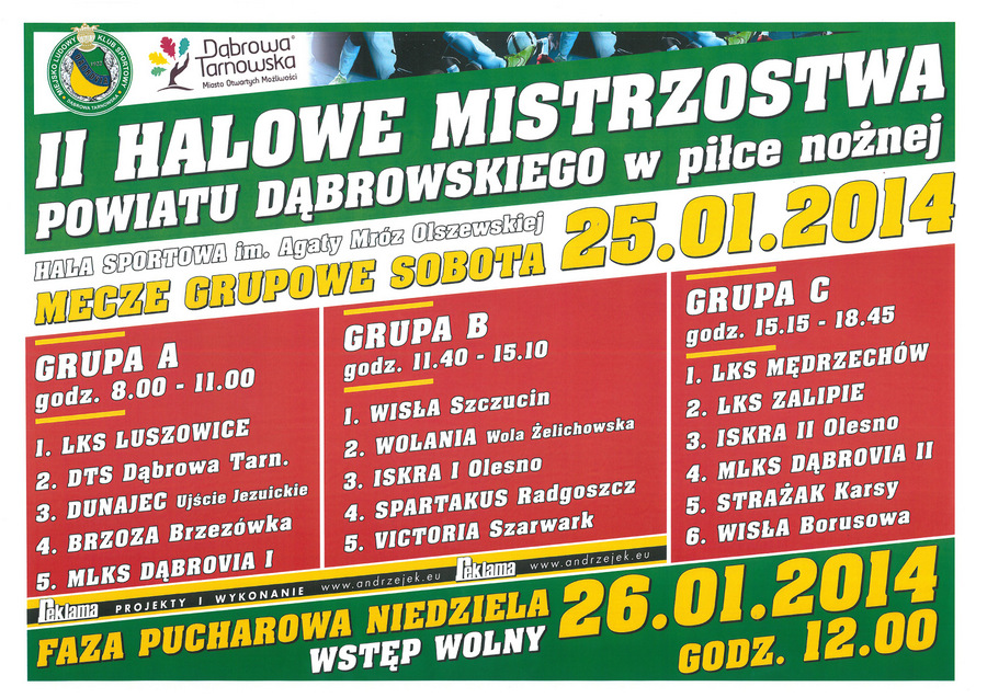 1 HalowePowiatowe1 Sportowy weekend: II Halowe Mistrzostwa Powiatu Dąbrowskiego w piłce nożnej