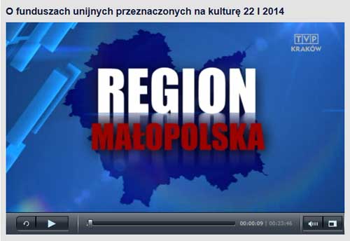 RegionMalopolskaTVPInfoKrakow film O funduszach na kulturę w TVP Kraków