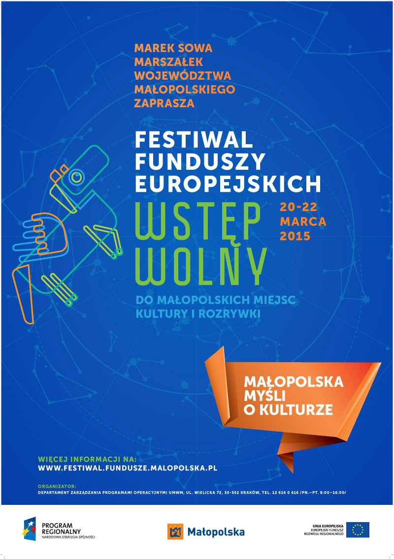 plakat 800X1136 Wielki start! Małopolskiego Festiwalu Funduszy Europejskich Wstęp Wolny