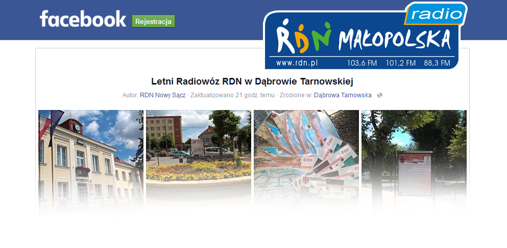 Facebook RDN Malopolska in Dabrowa Tarnowska Letni radiowóz RDN Małopolska gościł w Dąbrowie Tarnowskiej