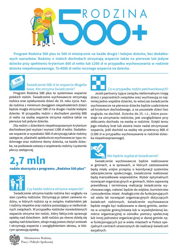 Informator rodzina 500  Świadczenia 500+ w gminie Dąbrowa Tarnowska