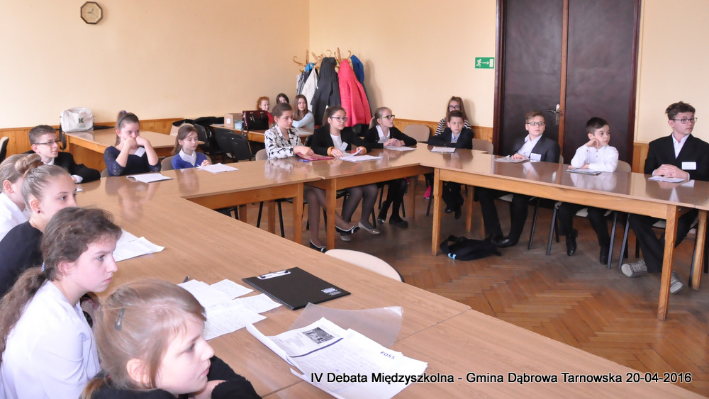 IV Debata Miedzyszkola DabrowaTarnowska 20 04 2016 6 Odbyła się czwarta edycja międzyszkolnej debaty na forum gminnym