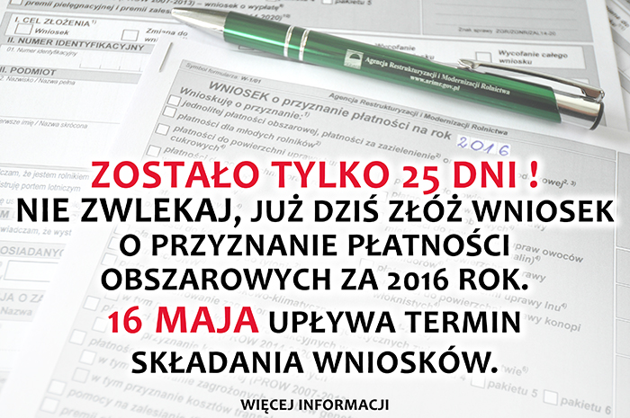 nie zwlekaj25 Komunikat Prezesa Agencji Restrukturyzacji i Modernizacji Rolnictwa