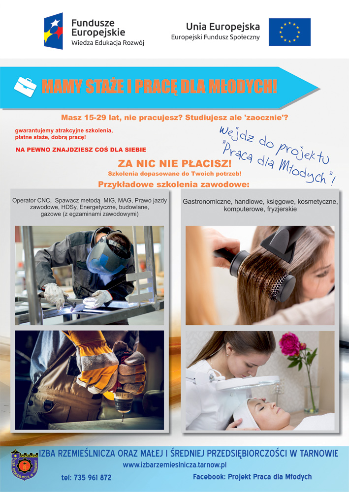 IzbaRzemieslnicza ulotkaA5 str1 1 www Nabór do projektu „Praca dla Młodych”