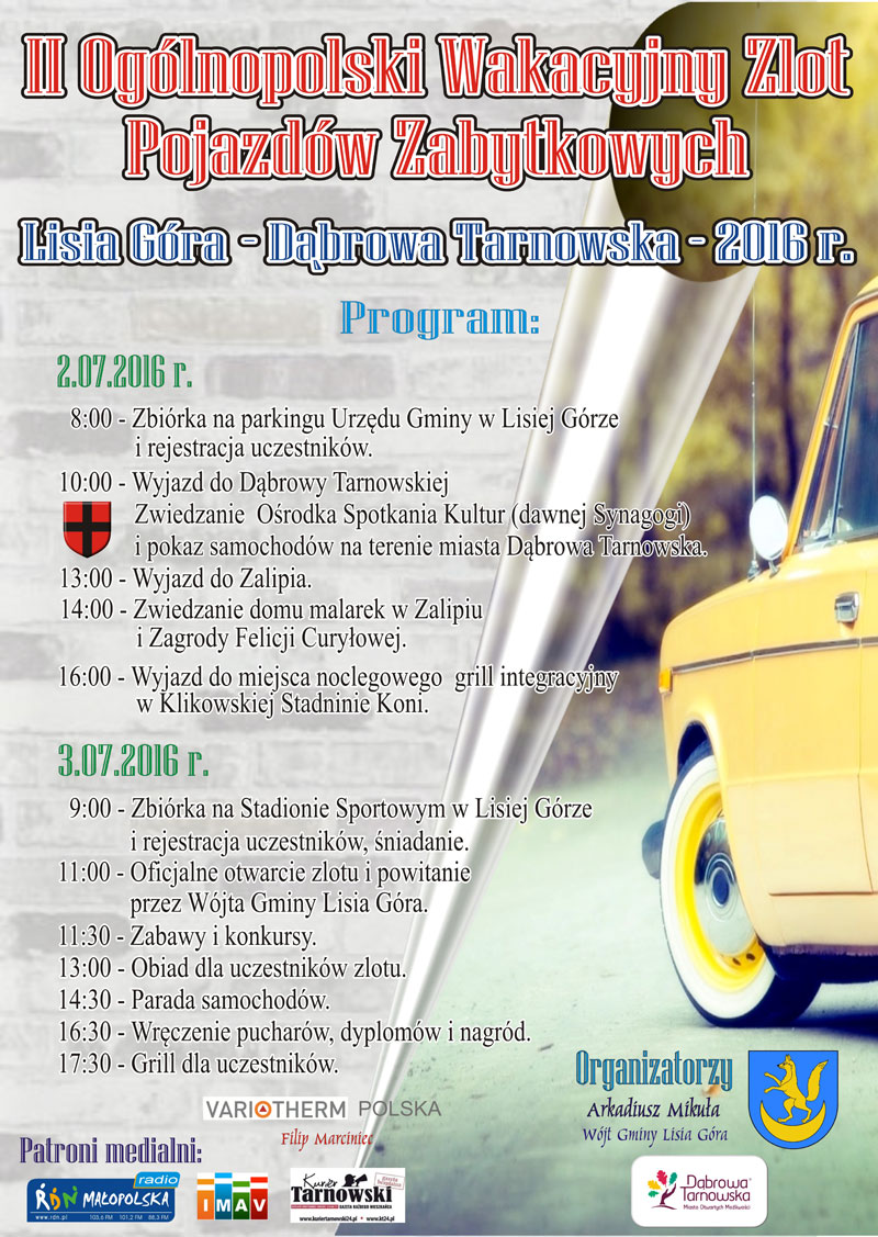 PLAKAT ZSZ KO 800 II Ogólnopolski Zlot Pojazdów Zabytkowych zawita do Dąbrowy Tarnowskiej