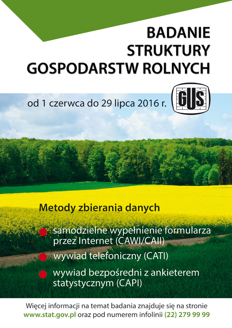 plakat badanie r sgr GUS Krakow Urząd Statystyczny w Krakowie przeprowadzi ankietowe badanie struktury gospodarstw rolnych
