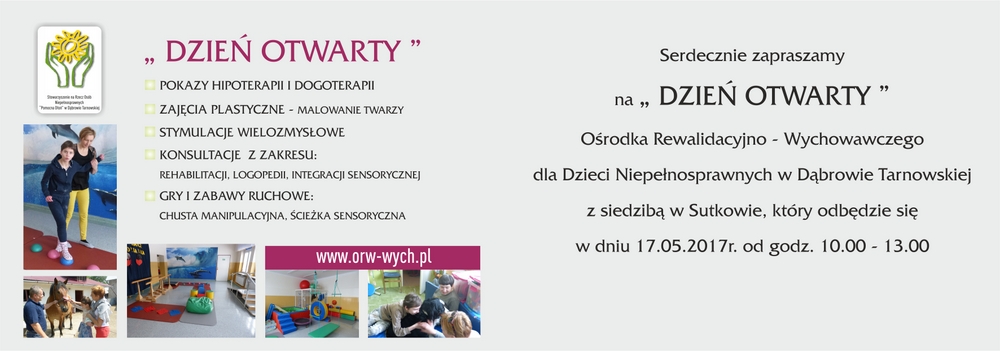 zaproszenie tyl1 Ośrodek Rewalidacyjno Wychowawczy zaprasza na Dzień Otwarty