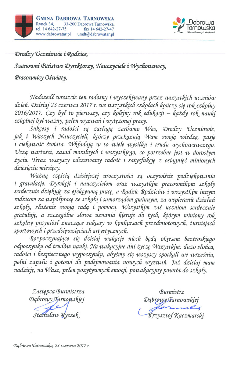 e8dd0567 ea23 49c1 841d 1986a05afc82 Zakończenie roku szkolnego w gminie Dąbrowa Tarnowska