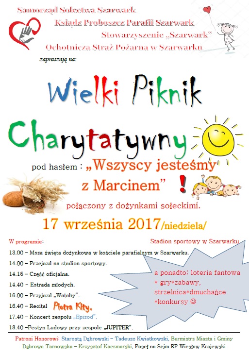 plakat szarwark www Wielki Piknik Charytatywny w Szarwarku już w najbliższą niedzielę