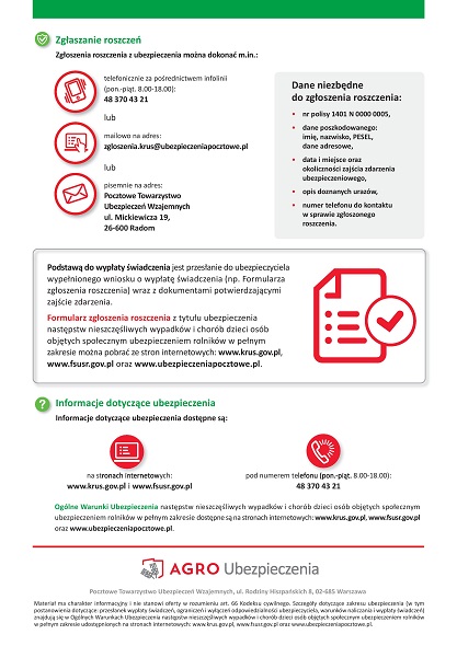 KRUS Agro ulotka2 590 Umowa ubezpieczenia dzieci rolników od następstw nieszczęśliwych wypadków