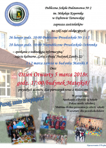 plakat SP2 215x300 „Dwójka” zaprasza na „Dzień otwarty