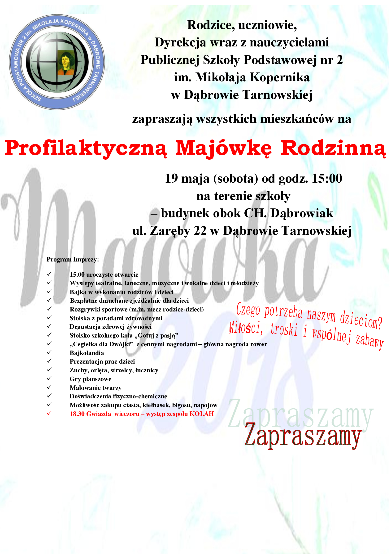 plakat majowka 2018 1 Zaproszenie na Profilaktyczną Majówkę Rodzinną