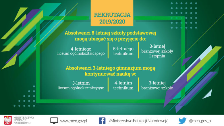 rekrutacja 2019 2020 1 1 780x439 Informacja Ministerstwa Edukacji Narodowej o rekrutacji do szkół ponadpodstawowych w roku szkolny 2019/2020