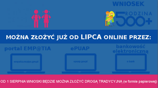 500 i 300 online Bez kolejki – elektronicznie już od 1 lipca wnioski online o Rodzina 500+ oraz Dobry Start