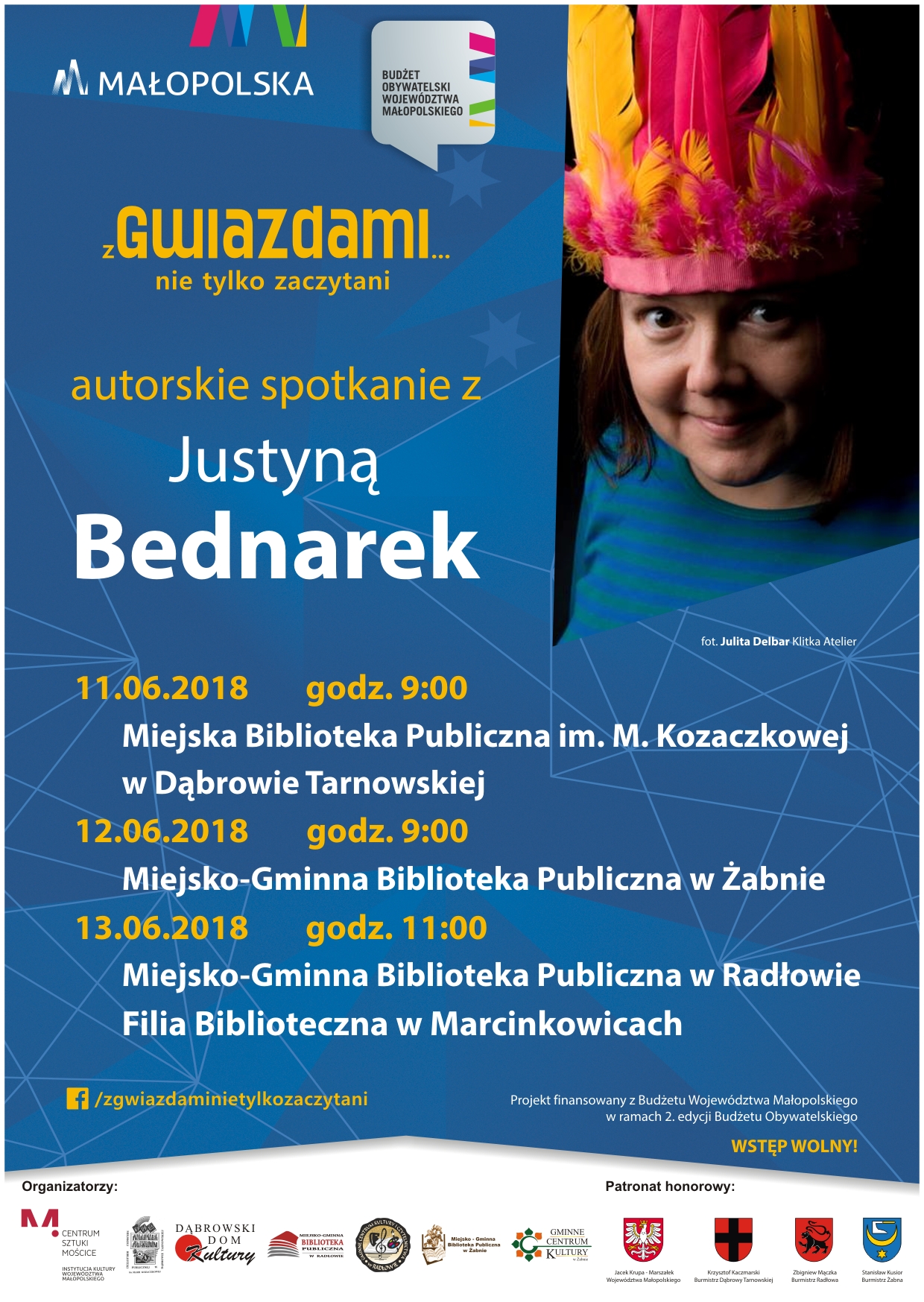 JustynaBednarek Zaproszenie na spotkanie z Justyną Bednarek w MBP w Dąbrowie Tarnowskiej