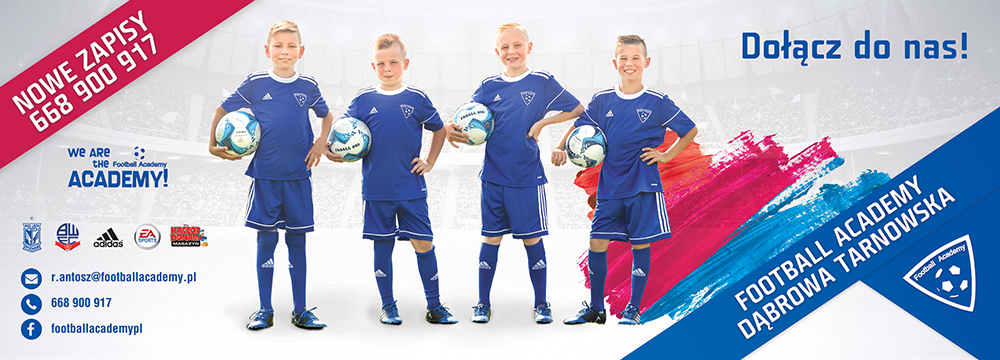 nabory plakat Szkółka Piłkarska Football Academy Dąbrowa Tarnowska ogłasza nowy nabór