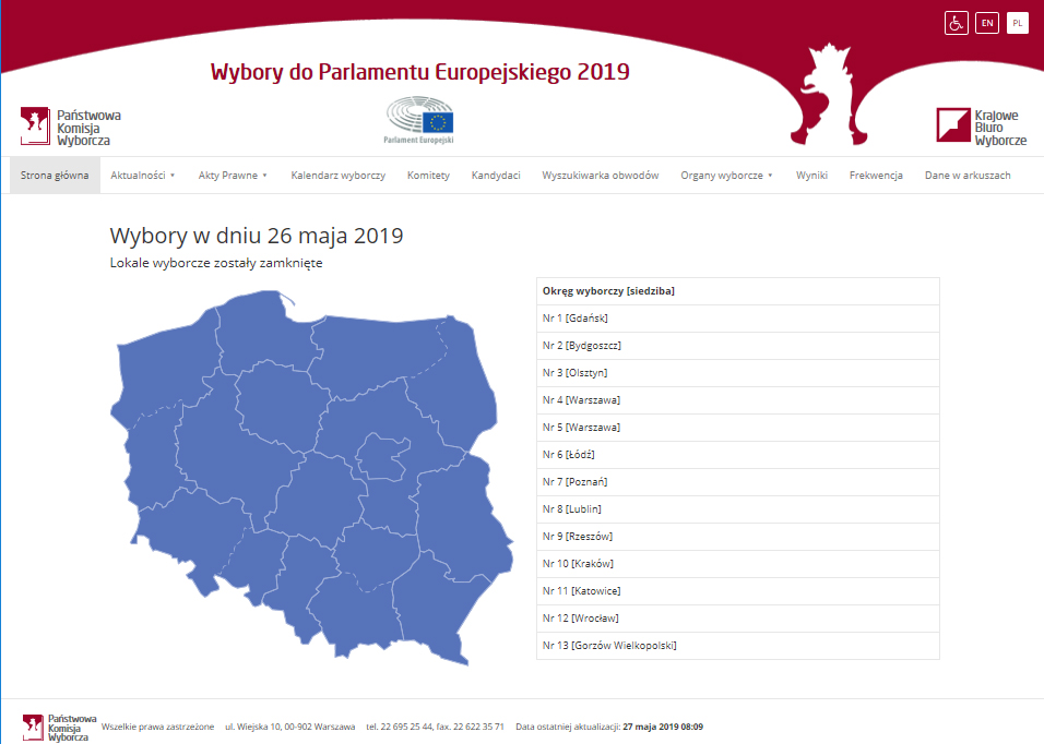 PKW PE2019 Wyniki wyborów do Parlamentu Europejskiego w Gminie Dąbrowa Tarnowska