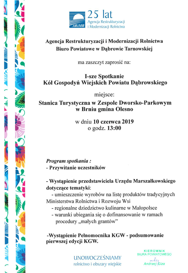 I SpotkanieKGW Zapraszamy na I Spotkanie Kół Gospodyń Wiejskich Powiatu Dąbrowskiego