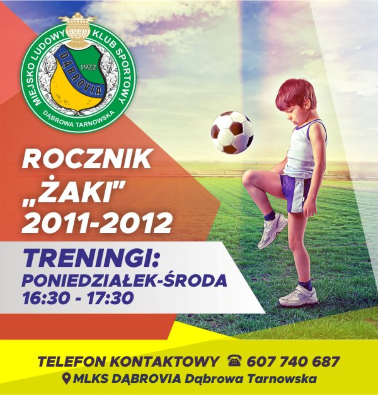 PLAKAT 2019 MLKS „Dąbrovia” ogłasza nabór do sekcji piłkarskich dzieci