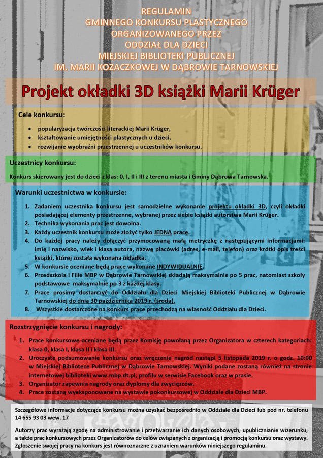 regulamin Gminny Konkurs Plastyczny w dąbrowskiej bibliotece