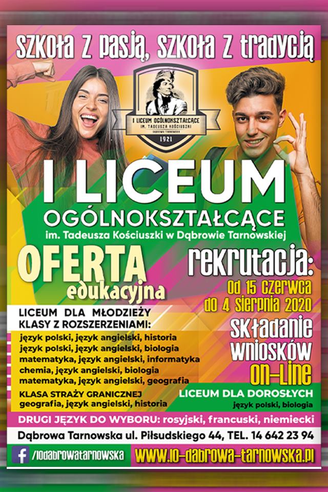 Zapraszamy absolwentów szkół podstawowych do skorzystania z ofert szkół średnich na Powiślu Dąbrowskim Oferta I LO Zapraszamy absolwentów szkół podstawowych do skorzystania z ofert szkół średnich na Powiślu Dąbrowskim
