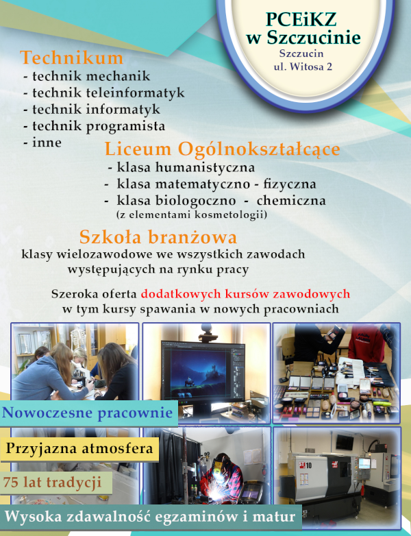 Zapraszamy absolwentów szkół podstawowych do skorzystania z ofert szkół średnich na Powiślu Dąbrowskim Oferta PCiKZ Zapraszamy absolwentów szkół podstawowych do skorzystania z ofert szkół średnich na Powiślu Dąbrowskim