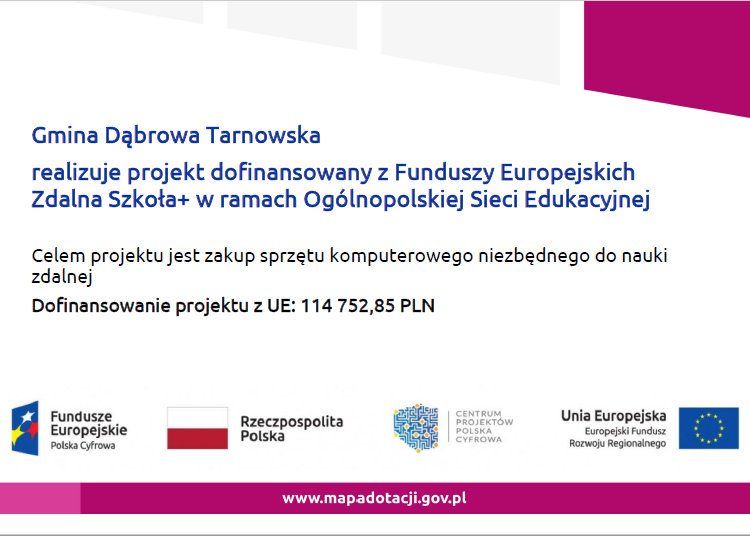 Zdalna  Zdalna Szkoła Plus w Gminie Dąbrowa Tarnowska