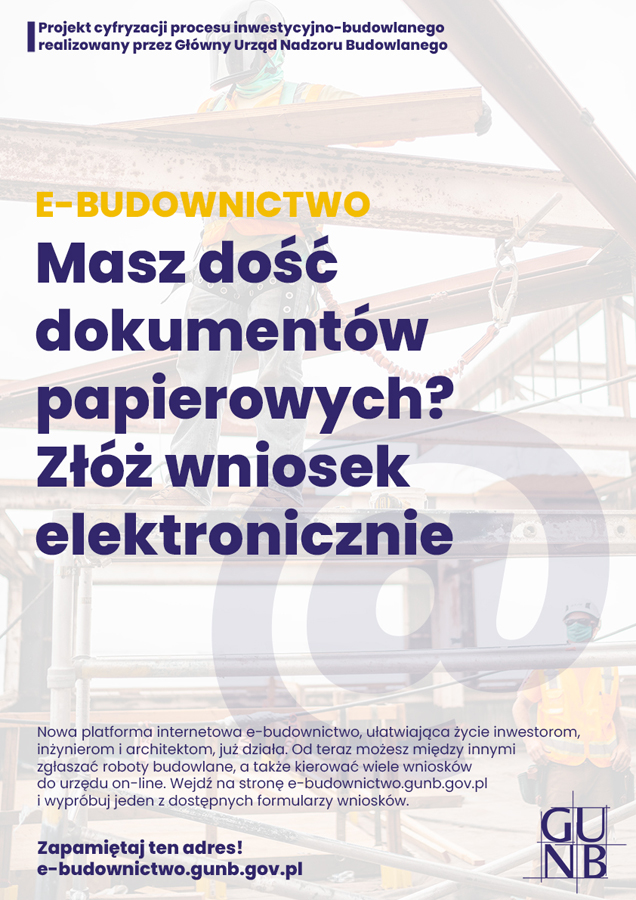 gunb plakat rgb ekran Główny Inspektor Nadzoru Budowlanego uruchomił portal e budownictwo