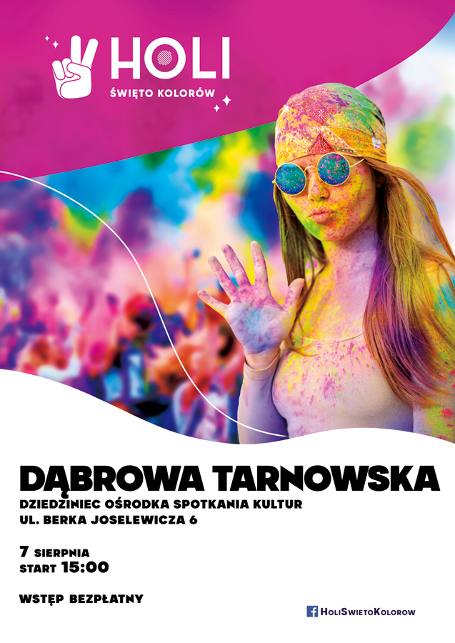dabrowa tarnowska plakat21 do druku Piknik rodzinny z kolorowymi proszkami Holi na dziedzińcu OSK w najbliższą sobotę