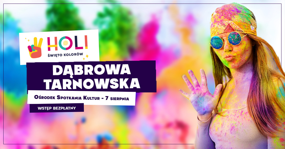 dabrowa tarnowska plakat21 stary z nowym logo Piknik rodzinny z kolorowymi proszkami Holi na dziedzińcu OSK w najbliższą sobotę
