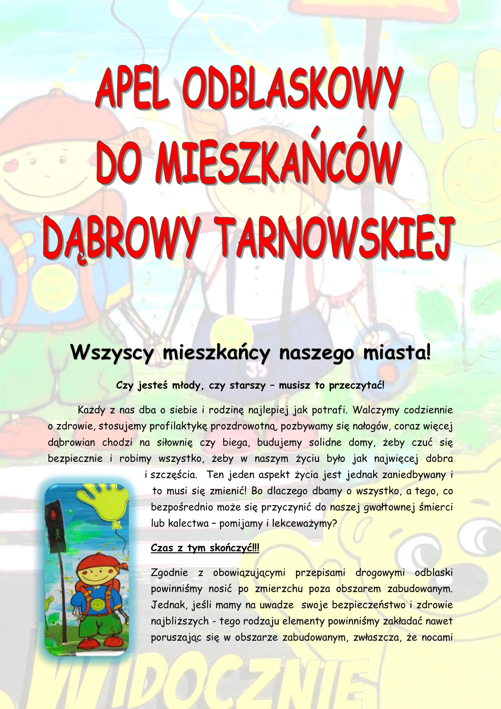 32 apel odblaskowy RK 1 Apel odblaskowy do Mieszkańców Dąbrowy Tarnowskiej