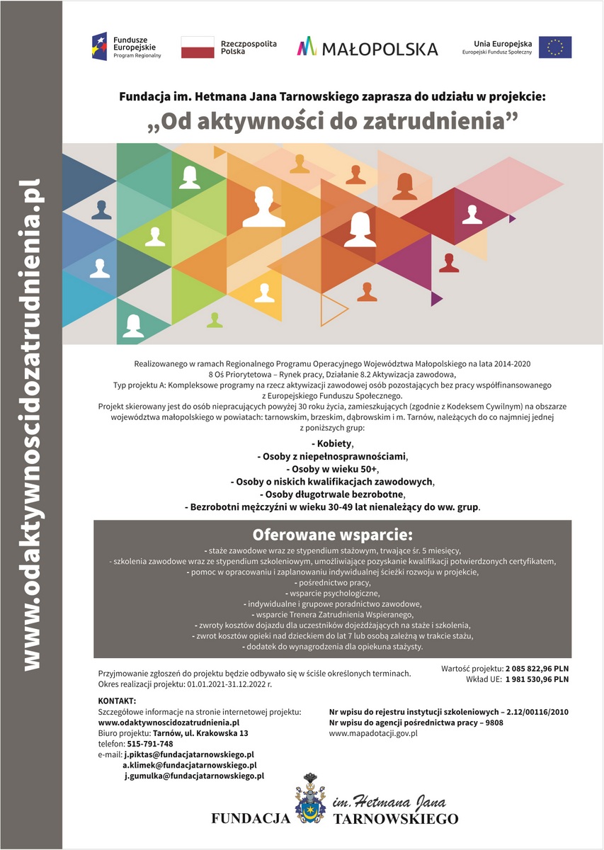 ODZ plakat projektowy 001 Zaproszenie do udziału w projekcie „Od aktywności do zatrudnienia”