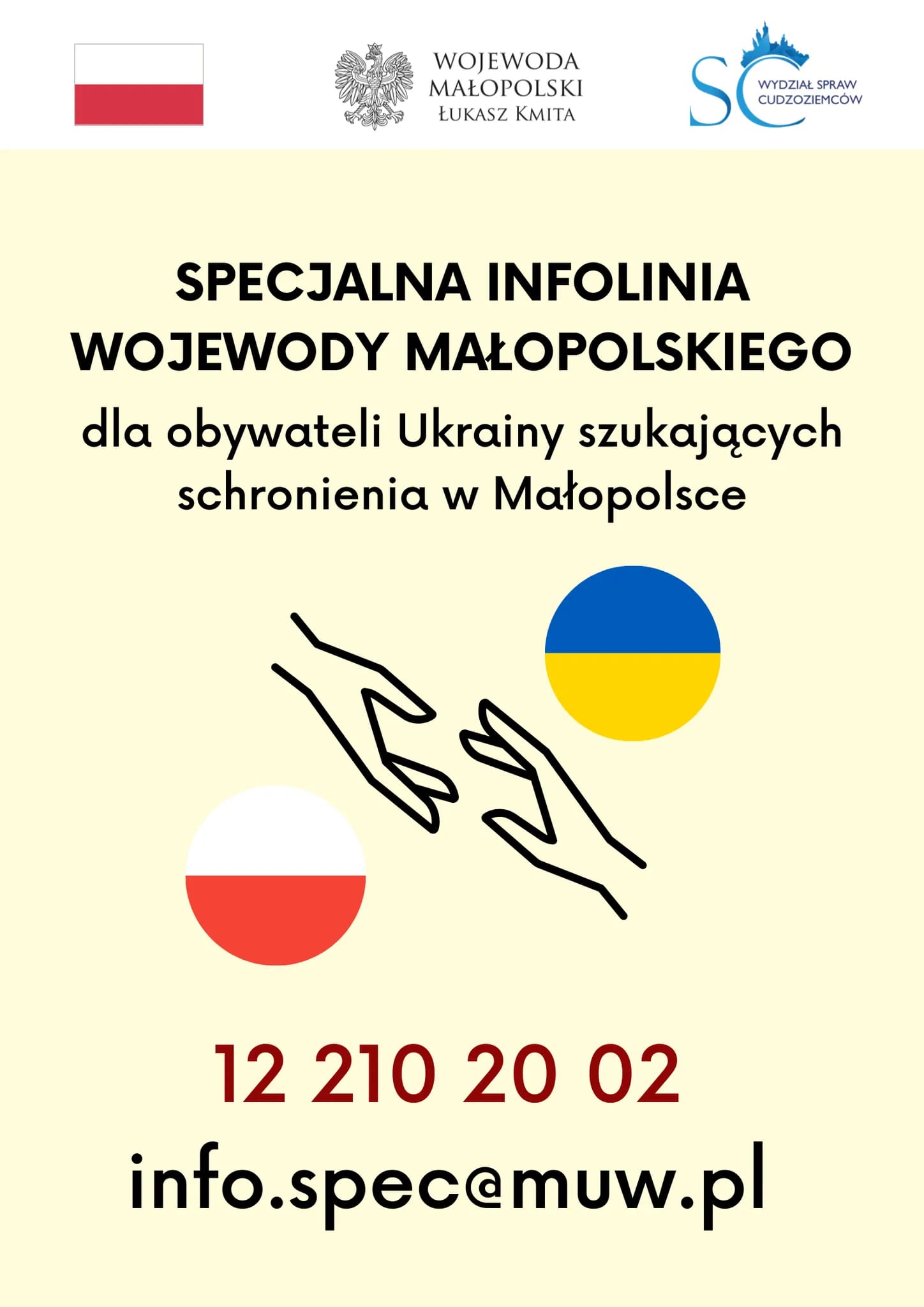 SPECJALNA INFOLINIApol Informacja Wojewody Małopolskiego dla obywateli Ukrainy