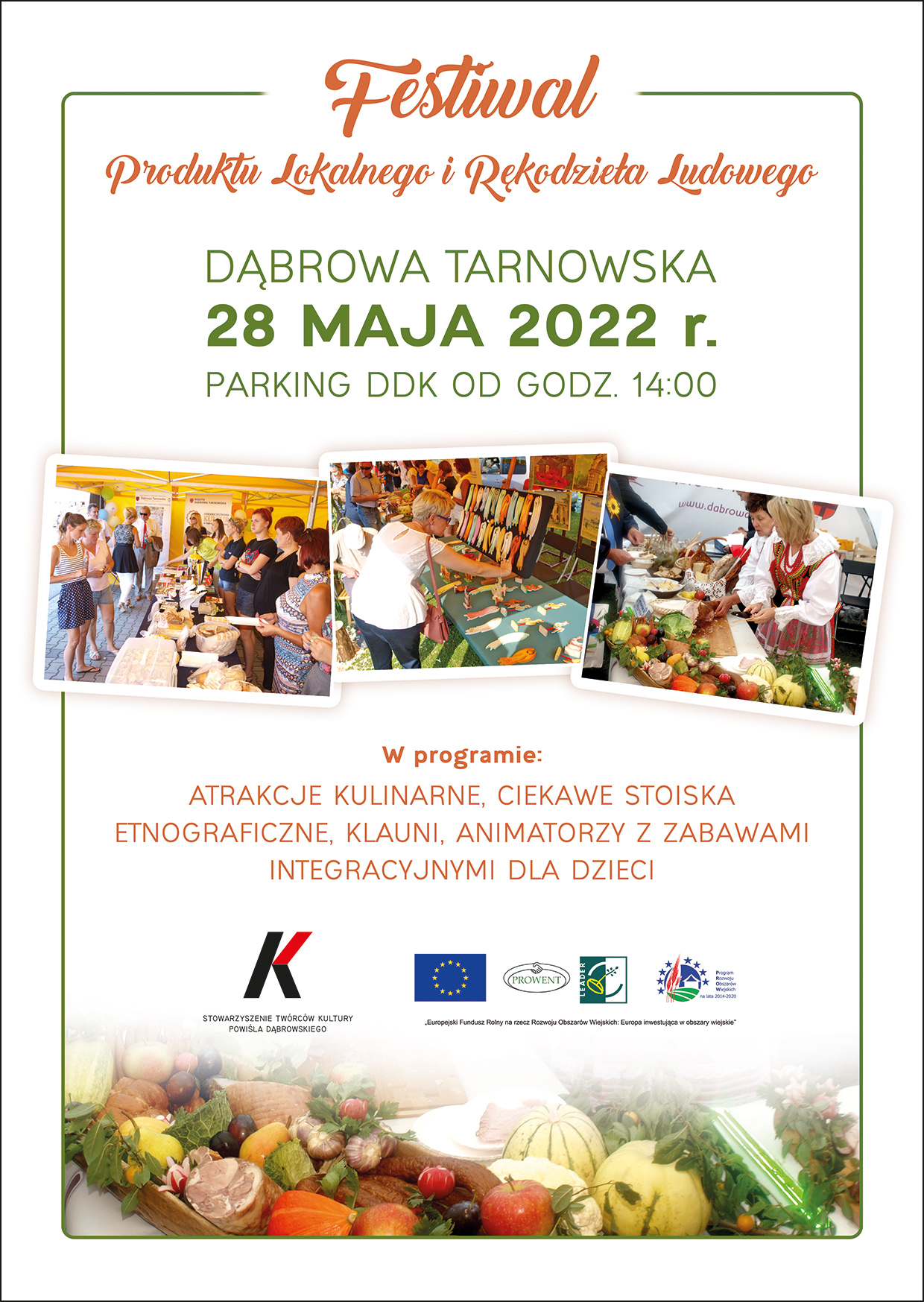 Festiwal Prod Lokal DabrowaTar plakat A3 Wiele atrakcji Festiwalu Produktu Lokalnego i Rękodzieła Ludowego w Dąbrowie