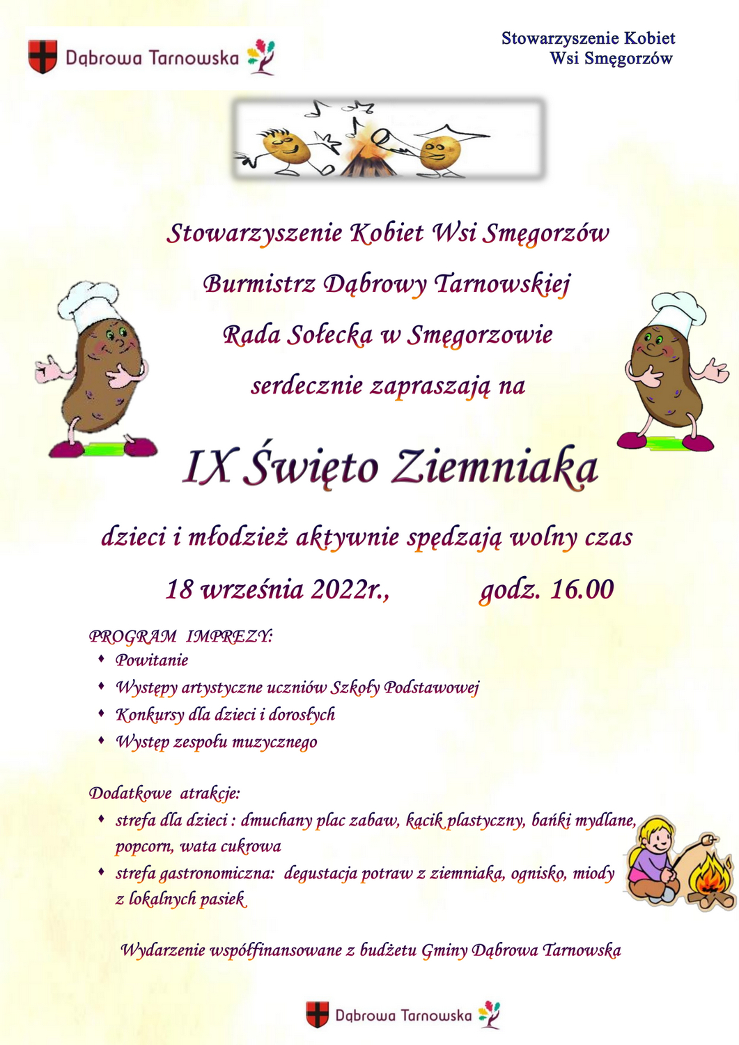 1 plakat 1809 001 Zmiana terminu IX Święta Ziemniaka w Smęgorzowie!