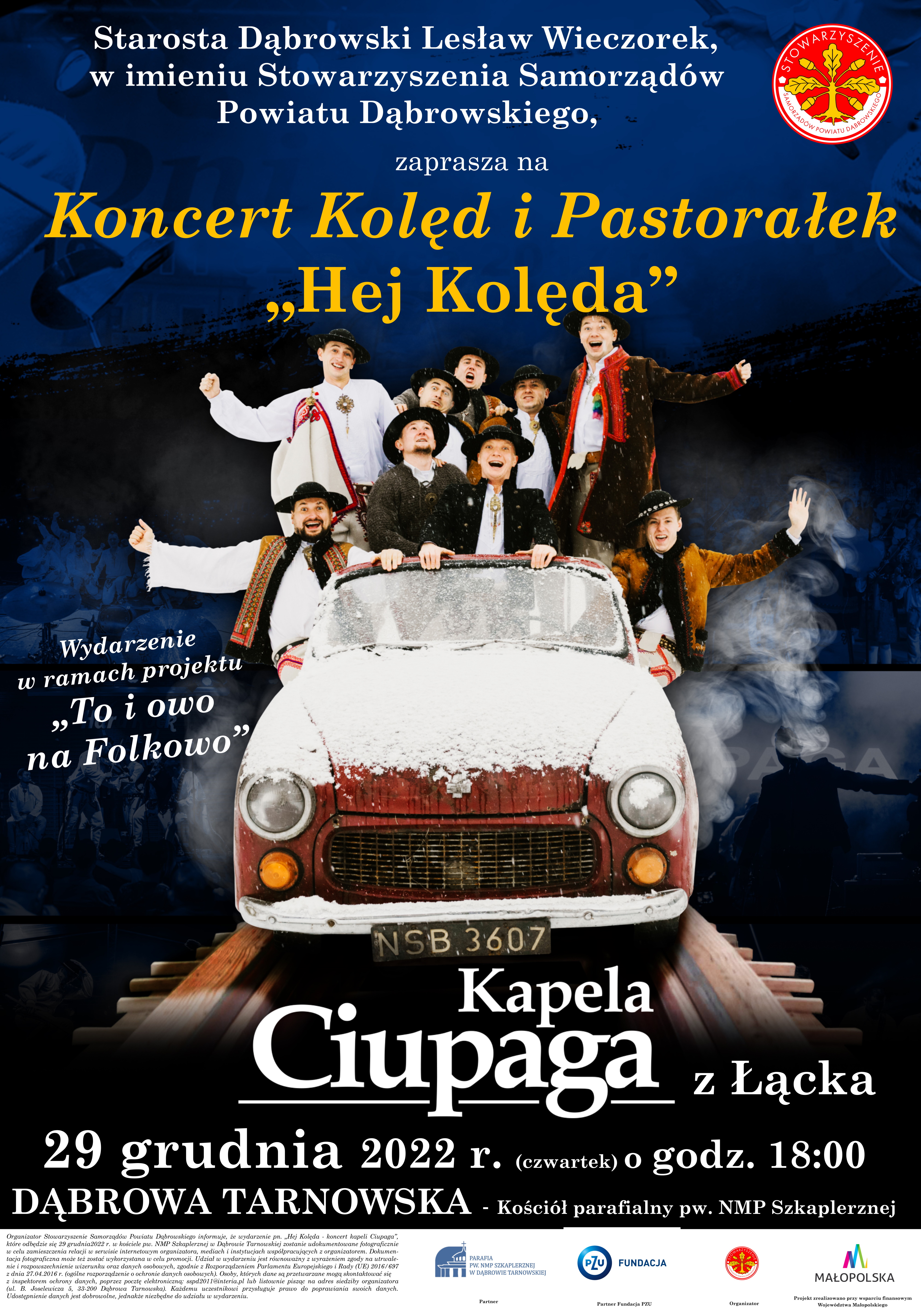 plakat kocenrt kapeli ciupaga22 Zaproszenie na Koncert Kolęd Kapeli Ciupaga z Łącka