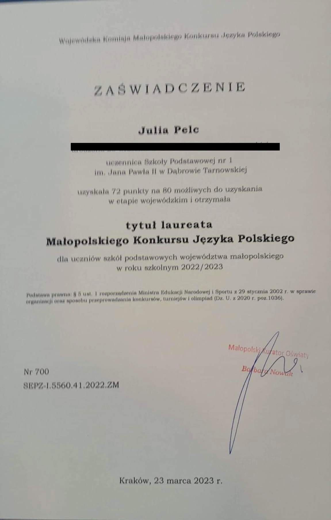 IMG 6364 LAUREACI KONKURSÓW PRZEDMIOTOWYCH