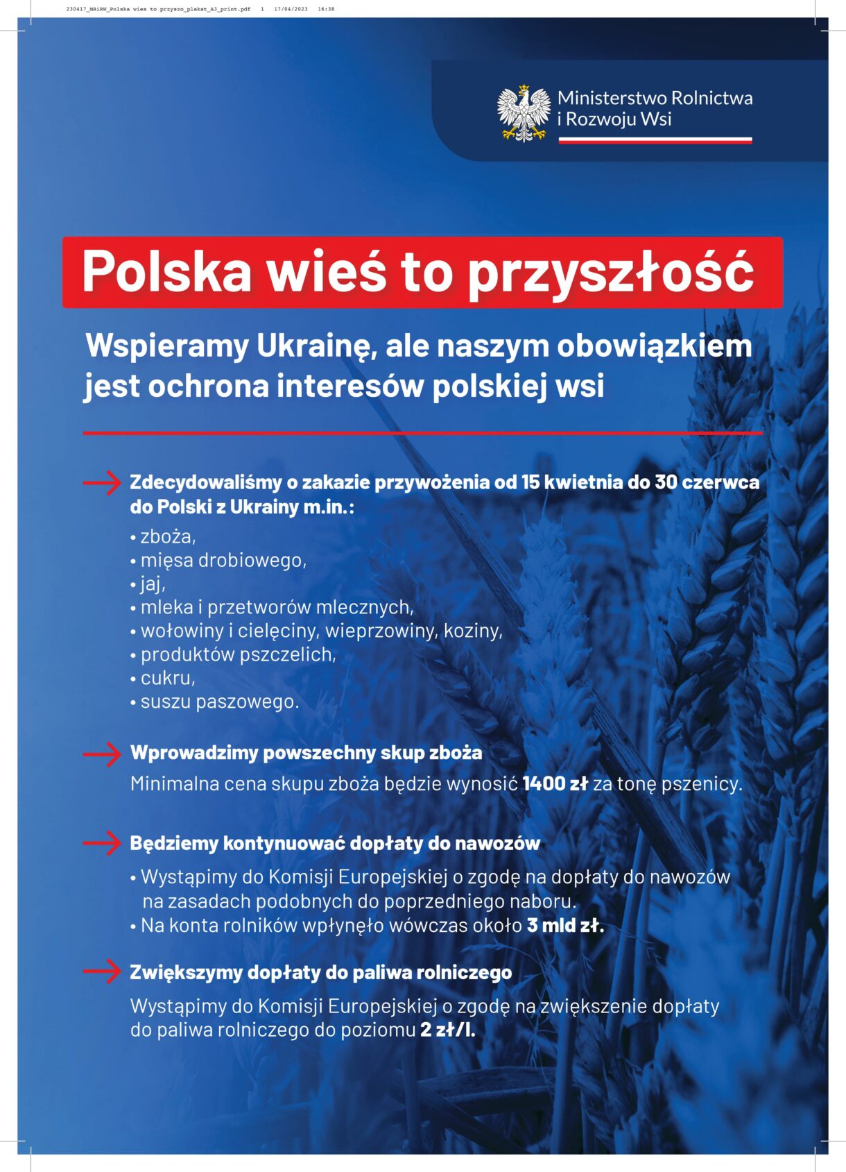 MRiRW Polska wies to przyszlosc plakat A3 print Polska wieś to przyszłość