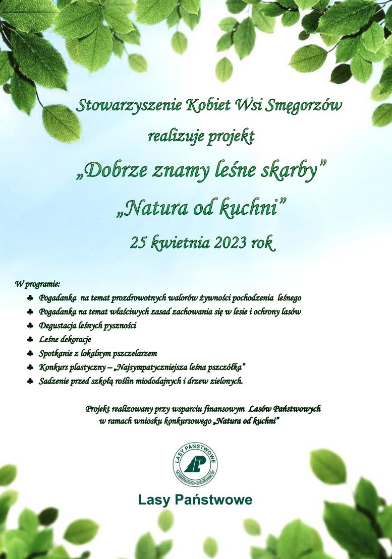 Zrzut ekranu 2023 04 30 124027 Stowarzyszenie Kobiet Wsi Smęgorzów realizuje projekt „Dobrze znamy leśne skarby”