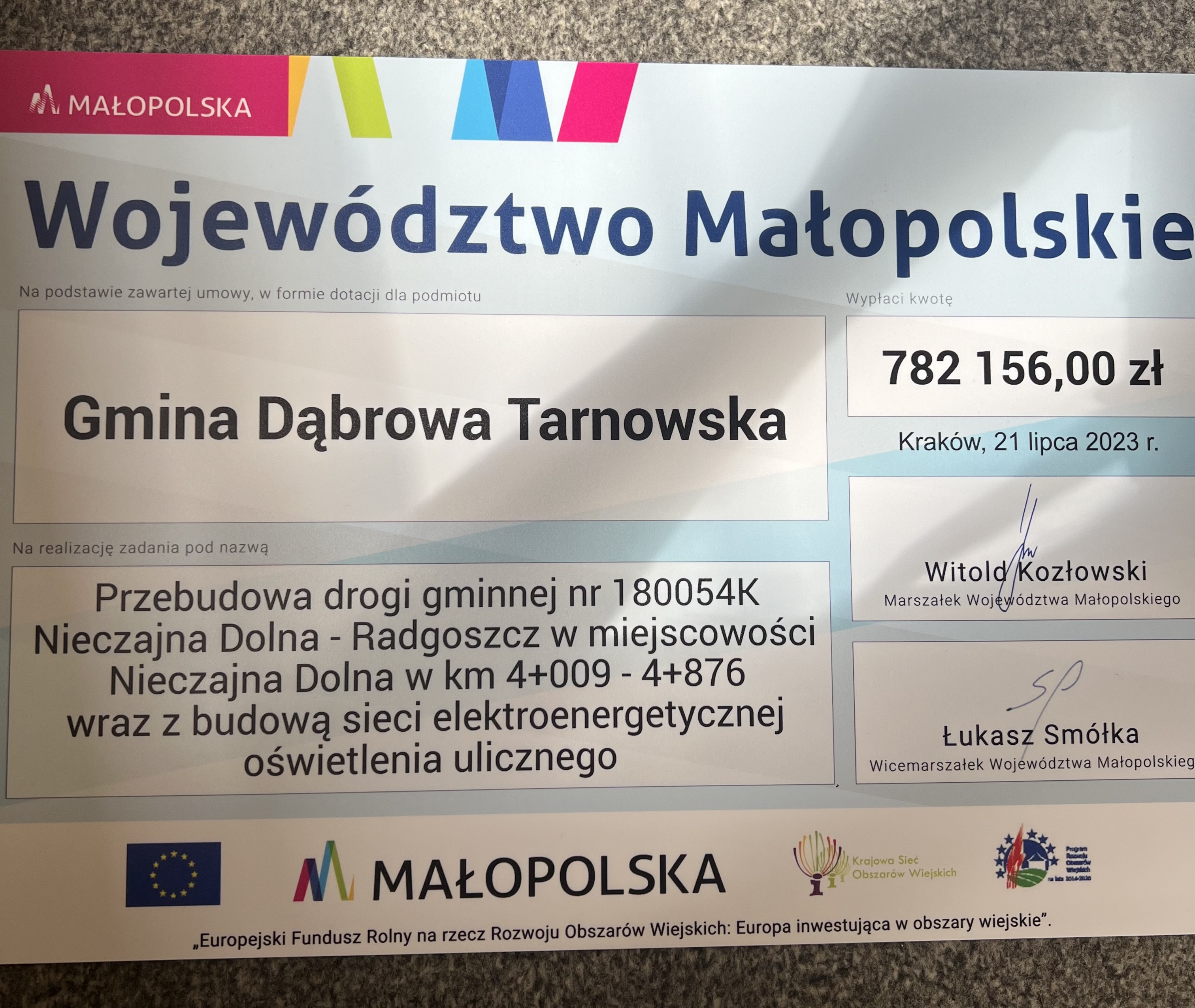 IMG 1952 Środki dla Gminy Dąbrowa Tarnowska na przebudowę drogi