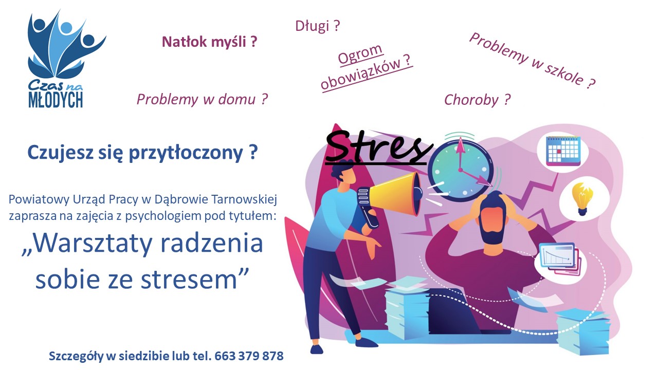warsztaty radzenia sobie z stresem plakat Przyjdź, zobacz, skorzystaj...