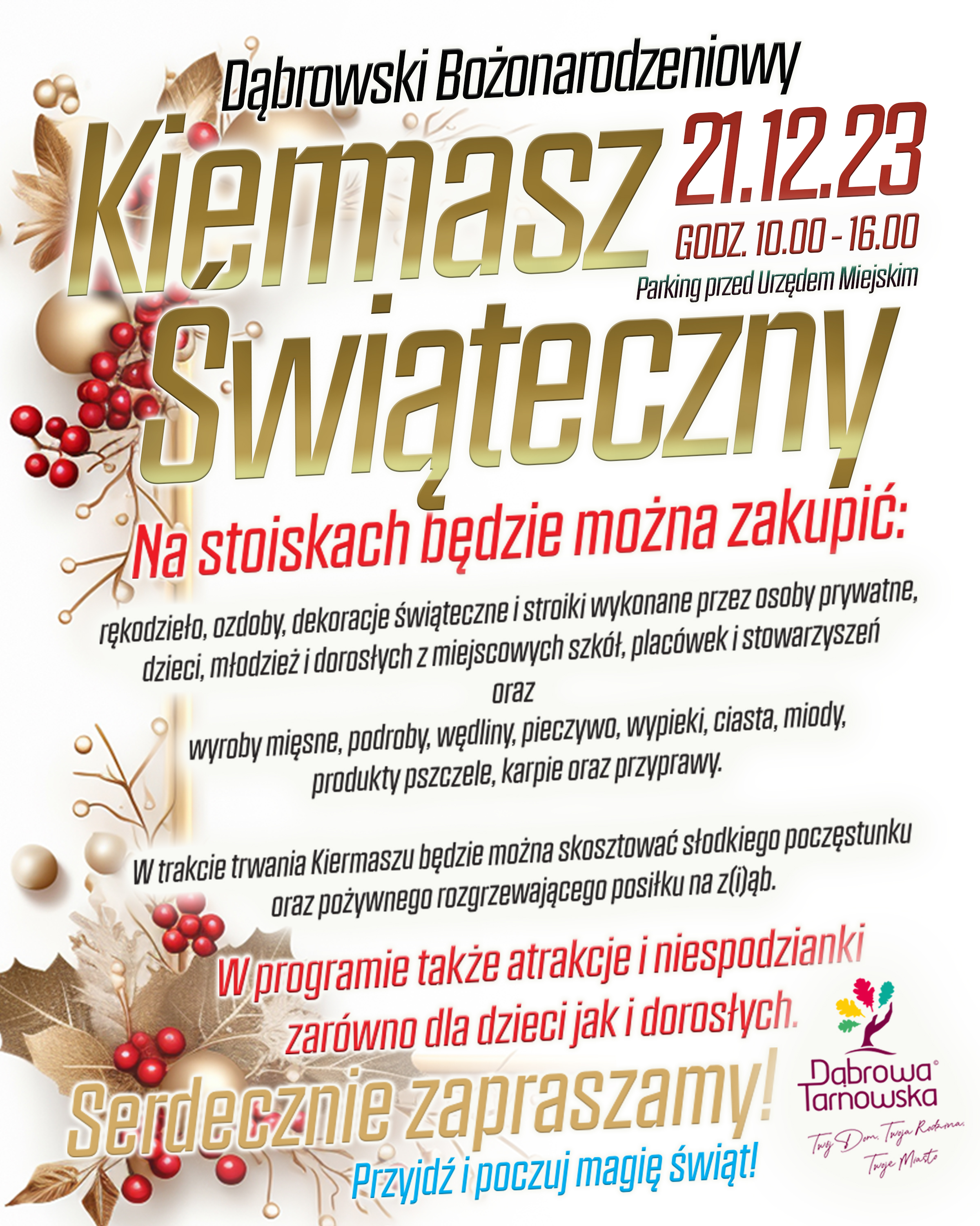 FB W dniach 20   21 grudnia br. parking przed Urzędem Miejskim w Dąbrowie Tarnowskiej będzie nieczynny!