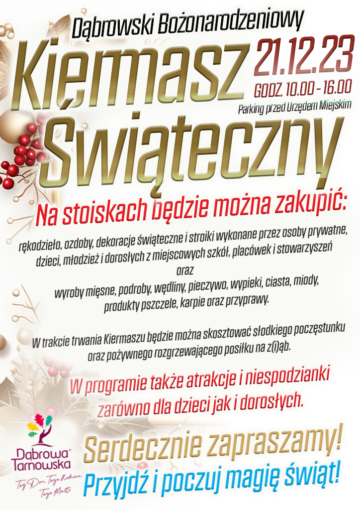 NET PLAKAT 1 Dąbrowski Bożonarodzeniowy Kiermasz Świąteczny coraz bliżej!